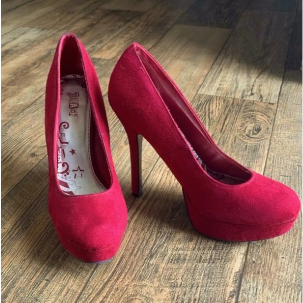 Brash Red suede stilettos size 9.5